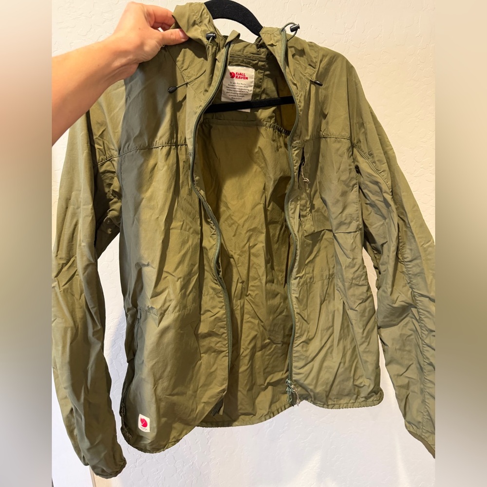 Fjallraven Olive Green Lightweight Hooded Shell Jacket